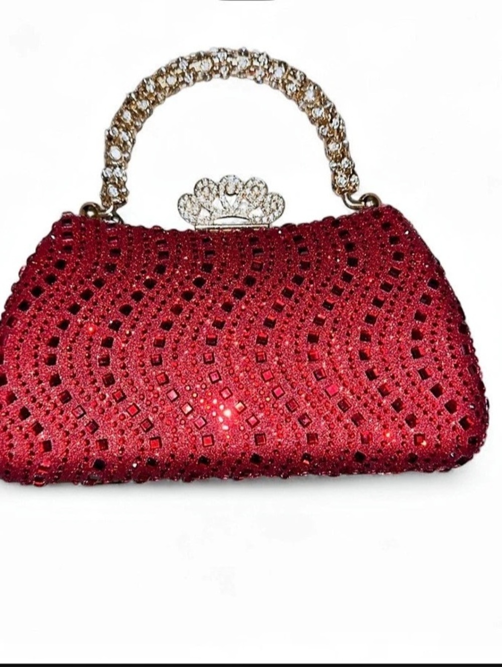 Beaded Clutch in Red & Gold Like New